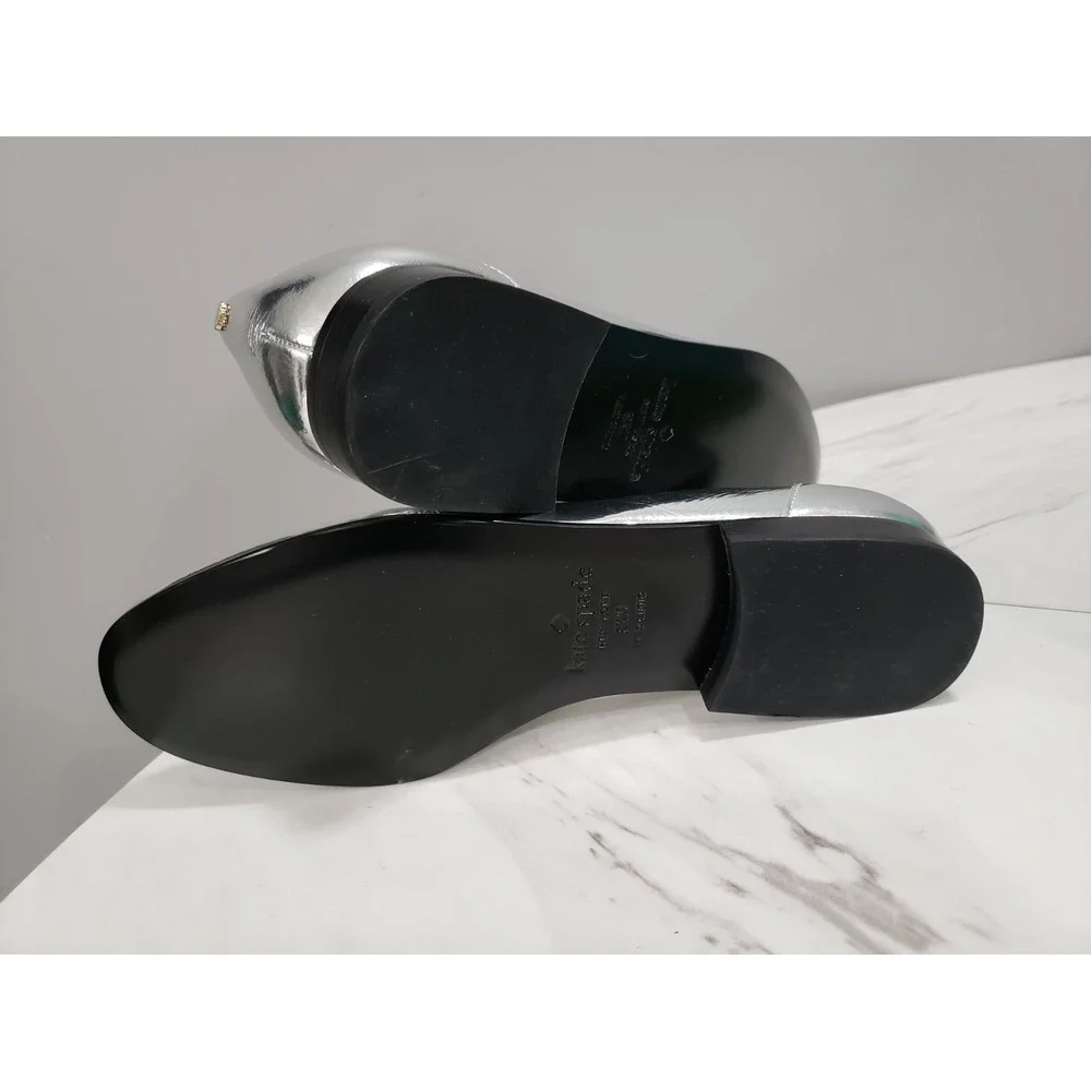 SIZE 8.5 - Kate Spade New York METALLIC SILVER Women's Genevieve Loafers Slip On - Picture 4 of 8
